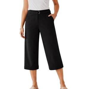 J.Jill Black Ponte Knit Wide Leg Capri Pants w/ Belt Size L